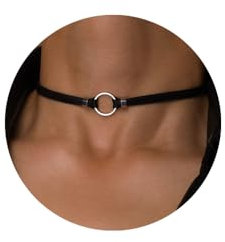 TIutmivo Damen Choker Trend Halskette Schwarz, Schlüsselbein-Halskette, Damen Choker Halskette, Choker für Frauen und Mädchen (Kreis)