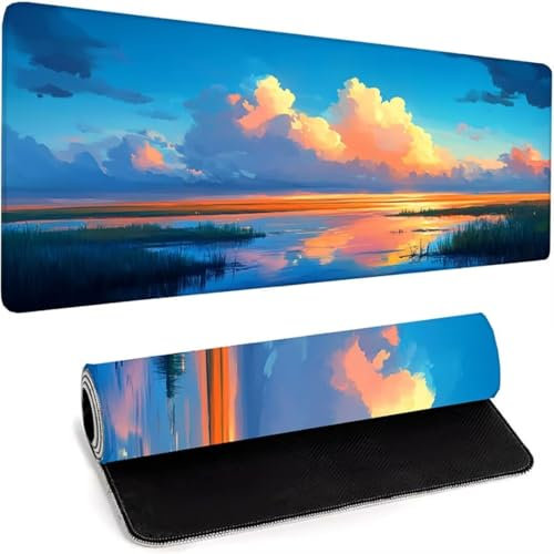 Mini Mauspad - 1200 x 600 x 3mm Gaming Mauspad Klein Wassxerdicht Rutschfest - Nahtlose Kanten - Verbessert Geschwindigkeit und Präzision für Computer, Laptop, Homeoffice und Büro - Blau Ozean S-K