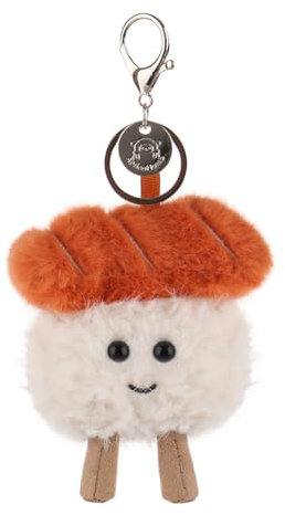 Apricot Lamb Lachs Sushi Netter Schlüsselanhänger, weich gefüllte Plüsch Schlüsselanhänger Spielzeug für Kinderrucksack, Geldbörse, 7 cm