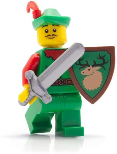 Lego Ritter Figuren Set: Forestman #1 mit Schwert und Schild – Erweitere Deine Ritterburg mit Knights Minifiguren und Waffen