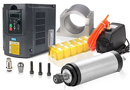 Moteur de broche, 1.5kw/2.2kw refroidi à l'eau broche moteur de broche CNC + 2.2KW VFD + pince 80mm + pompe à eau + 13 pièces ER20 pince for routeur CNC,Fonctionnement fluide(2.2kw with ER20)