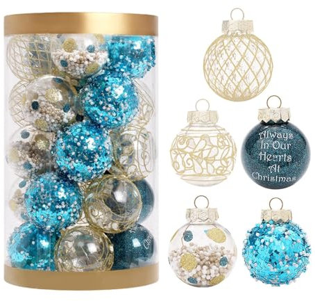 Christbaumkugel-Dekorationen – Weihnachtskugel-Set, 25 x Weihnachtskugel-Ornamente, 25 Stück Weihnachtskugeln, 6,1 cm, bruchsichere Weihnachtsschmuck mit 5 Arten von hängenden Ringen