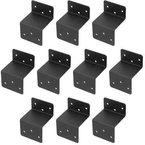 QUARKZMAN 10 Pièces de Supports en Z, Équerre d'Angle Double en Fer pour Étagère de Meuble de Gazebo, 3,2x2,36x2, Noir