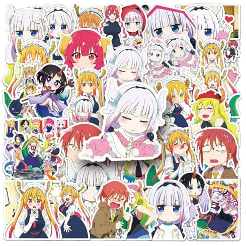 50 Miss Kobayashis Dragon Maids Aufkleber Anime Figur Vinyl Wasserdicht DIY Stickers Für Computer Skateboard Gepäck Auto Fahrrad