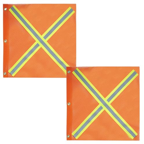 4 Stück Warnflaggen 46x46 cm Warnfahne mit Reflexstreifen und Kabelbinder Wasserdicht Wetterfest für Transport Fahrradträger Auto Wohnwagen
