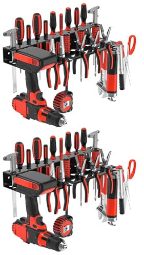 VeyFolzin.st 2Pcs Metal Screwdriver Organizer, Wall Mount Plier Organizer Hammer Holder, Hand Tool Storage Rack for Garage Workshop Workbench (Black)