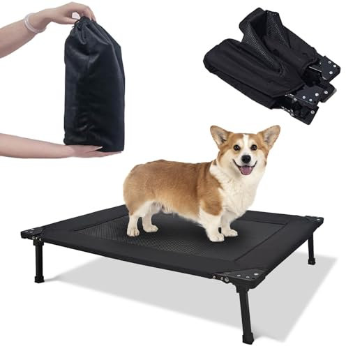 Nockovi Elevated Dog Bed Foldable Raised Frame with Removable Cushion Portable Waterproof for Small Dogs Indoor Outdoor Camping Travel