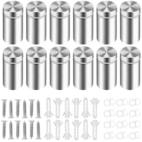 12 PCS Stainless Steel Advertising Nails 12x25 mm,Stainless Steel Sign Standoff Screws,Glass Standoff Bolt,Advertising Nails for Sign Displays,Glass Sign Fixings Standoff Bolts for Glass Posters