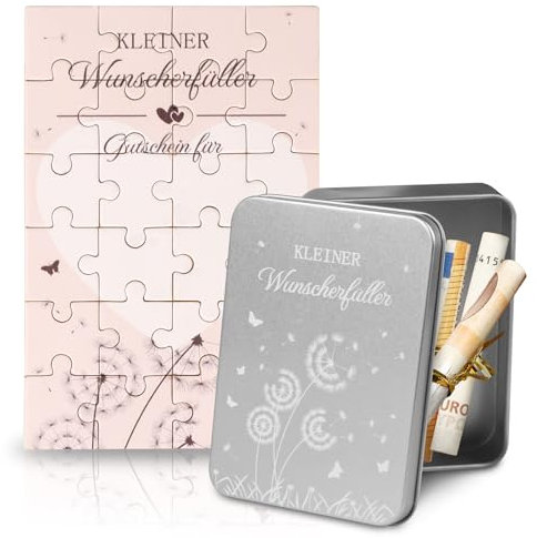 TUZELIYA Wunscherfüller Geldgeschenke Verpackung Geburtstag Geschenkbox - Gutscheinkarte Puzzle - Pusteblumen Dose Schachtel Glücksbringer Reisen Hochzeit Jugendweihe - Geschenke für Männer Frauen