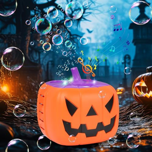 Halloween Seifenblasenmaschine Elektrische Akku, Kürbisform Dekoration,Lichter und Blasen, Halloween -Party -Dekor, Innen- und Außenbereich, Geschenk/Spielzeug für Kleinkinder, Kinder
