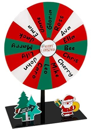 Weihnachtspreisrad – Spinner mit 16 Slots, mit Ständer | Farbiger Schreibtischspin aus Acryl | Gesellschaftsspiele für Weihnachtsfeier, Karneval, Handelsveranstaltungen