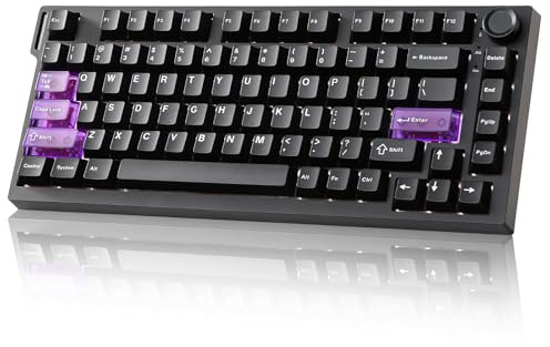 YUNZII RT75 PRO Wireless Gaming Keyboard, Hall Effect Mechanical Rapid Trigger Magnetic Keyboard Bluetooth/USB-C/2.4G 8KHz/128K Scan, Adjustable Steering Wheel, RGB (Black, Red Switch)