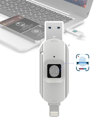 DHsdlpLU Clé USB cryptée biométrique sécurisée avec déverrouillage par Empreinte Digitale, 6 Empreintes digitales autorisées, Stockage Portable protégé 128GB