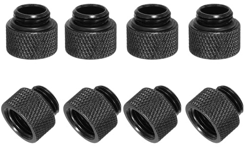 QUARKZMAN 8 Stück Wasserkühlung Verlängerungsadapter G1/4 x 10mm Messing Stecker auf Buchse Gewinde Verlängerungsstück Wasserkühlungsanschluss für Wasserkühlungssysteme Computern, Schwarz