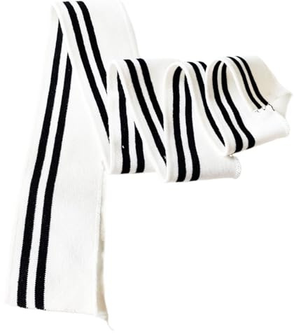 WUYXTO 100 x6 cm Gerippter bunter Stoff, gestrickter Streifen, Rippe, weich, DIY-Stoff, Zubehör Für Manschetten(White)