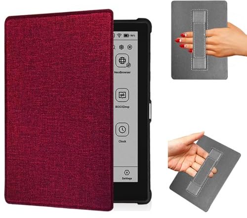 Étui de protection léger en cuir PU pour liseuse Onyx Boox Go 6, Poke 6/6S, Poke 5/5S 6 avec dragonne/mise en veille/réveil automatique (rouge vin)