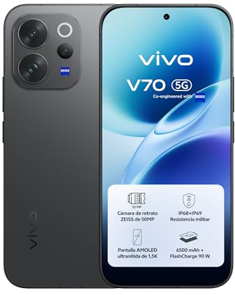vivo V70 12GB+512GB ZEISS50MP Vídeo4K 6500 Pantalla1,5K Huella3D IP68