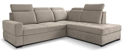 MW EURO-MEBLE Ecksofa Axel L - Wohnlandschaft, Polstersofa, Polstercouch (Rechte Seite - Cappuccini: Voss 34)