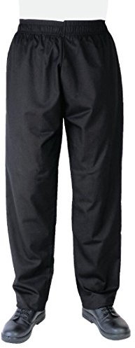 Whites Vegas Unisex Chef Trousers with Elasticated Waistband, Size: XL / 42-44 inch, Black, Polycotton, Professional Appearance, Suitable for Commercial Laundering, A582-XL