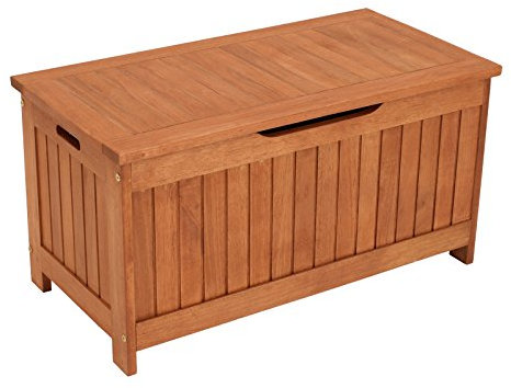 gartenmoebel-einkauf Kissenbox mit Deckel aus Eukalyptus Holz 88x45x45, FSC®-Zertifiziert
