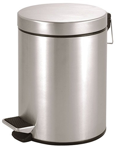 axentia Tretmülleimer Edelstahl matt gebürstet-Mülleimer mit Deckel 5l-Abfalleimer mit Tritt für Bad & Küche-Badmülleimer in Silber, 20.5 x 20.5 x 28.5 cm