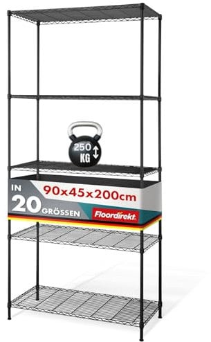 casa pura Metallregal Rocky anthrazit - dekoratives & Robustes Lagerregal, Steckregal für Bad, Küche, Büro, Lager, Keller (5 Böden - 90(B) x45(T) x200(H) cm)