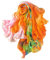 Prettystern Damen Seide Pareo leicht Chiffon Seiden-Schal Sommer bunt Strandtuch mit Floral Druck - Orange