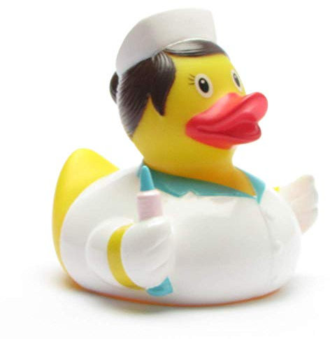 Badeente I Quietscheente I Krankenschwester I L: 8,5 cm I inkl. Badeenten-Schlüsselanhänger im Set