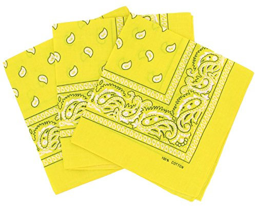 Set 3 bandanas paisley damen und herren gelb