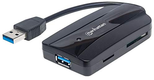 Manhattan 163590 USB 3.0 Hub und Card Reader/Writer 3 USB-Ports schwarz
