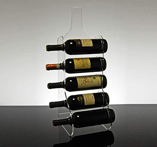 Slato Portabottiglie porta bottiglie da vino da banco design moderno in cristallo acrilico trasparente Onice per 5 bottiglie