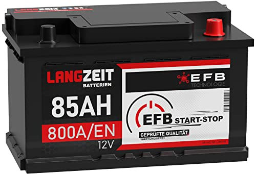LANGZEIT Autobatterie EFB Batterie Start-Stop Starterbatterie (85Ah 12V)