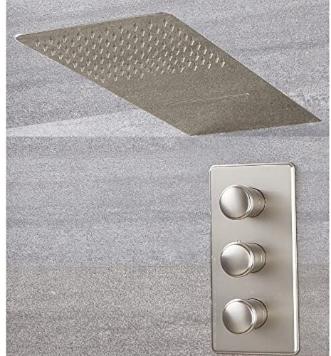 Milano Ashurst Thermostatic Mixer Shower Valve 200mm x 500mm Waterblade Shower Head - Brushed Nickel