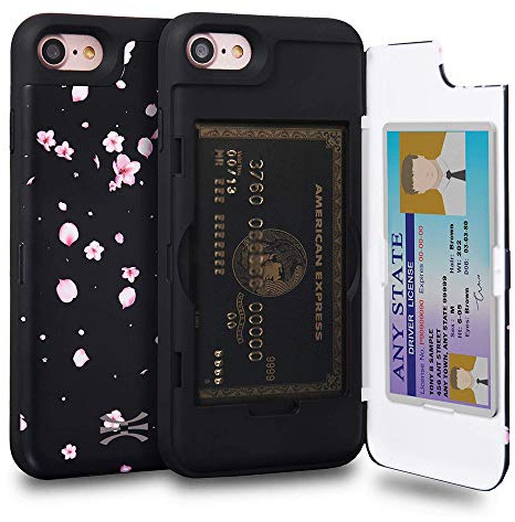 TORU CX PRO for iPhone SE 2022 / SE 2020 / iPhone 8 / iPhone 7 Case Wallet | Protective Shockproof Heavy Duty Cover with Hidden Card Holder & Card Slot | Plastic Mirror Included - Flowers