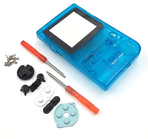 Komplettes Gehäuse für Nintendo Gameboy Pocket GBP Game Shell Case mit Tasten Schrauben Kit – Transparent Hellblau