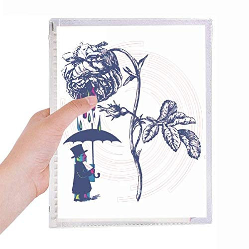 Blätter Rose Umbrella Hut Flower Notebook Loose-leaf Spiral Refillable Journal