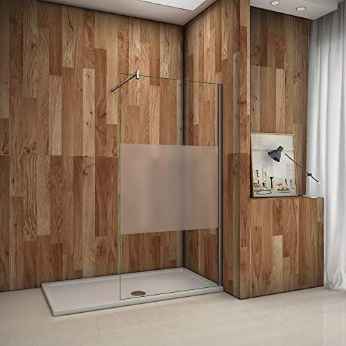 AICA Parete Doccia 90x200cm Con Fissa Walk In Vetro 8 MM Trasparente Barra Stabilizzatrice Tagliabile: 90cm