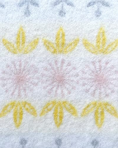 JOWOLLINA Wendedecke Wolldecke Plaid Kuscheldecke Öko-Wolle 130x200 cm, Folklore floral (Gelb)