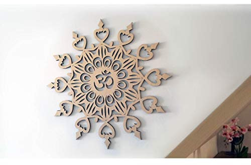 Mandala Wand Deko 3D Echt-Holz Zeichen Boho Wandschmuck Wanddeko Wandschmuck Zimmer Wohnzimmer, Büro, Restaurant, Flur, Küche Hotel Bad Arbeitszimmer Polygon Wandbild ohne LED Beleuchtung