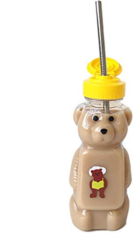 Lfdhcn belle bouteille d'eau de tasse de paille d'ours de bande dessinée avec couvercle étanche Couple de voyage à la maison