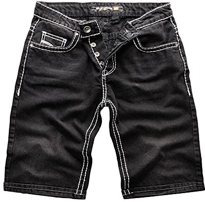 Rock Creek Herren Shorts Jeansshorts Denim Short Kurze Hose Herrenshorts Jeans Sommer Hose Dicke Nähte Bermuda Hose RC-2076 Schwarz W33