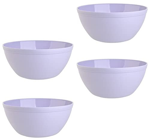 Engelland 4er Set Schalen Müslischalen Dessertschalen Salatschale Suppenschale Reisschale Bowl in Farbe flieder aus Kunststoff BPA-frei groß 900 ml