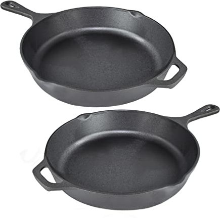 Airel Sartén de Hierro | Sartén Redonda Hierro Fundido | Sartenes Resistentes | Sartenes 26 cm de Diametro (26 Cm Pack 2)