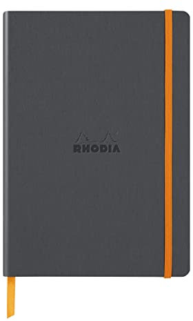 Rhodia 117385C - Notizbuch Rhodiarama mit Softcover, DIN A5, 80 Blatt elfenbein 90 g liniert, 1 Stück, Titanium