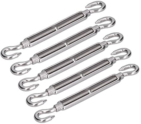 Hook and Hook Turnbuckle, Turnbuckle Wire Rope Tension Open Hook Double Hooks Turnbuckle for Tensioning for Fastening for Bundling for Adjusting(M6)