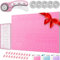 Honey's Heaven 45 mm Rollschneider Stoffschneider Set inkl. Schneideunterlage, Ersatzklingen, Stoffklammern, Patchwork-Lineal (Rosa/Pink, Schneidematte im A1-Format)