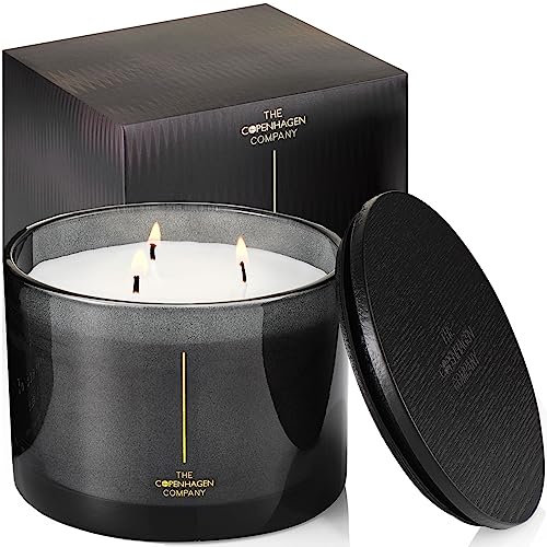 Luxury Scented Candle Gifts for Women | Soy Candle | 40 Hours Burn Time | The Copenhagen Company - Cherry, Cedarwood & Oud (17oz)