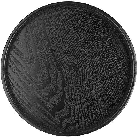Bandejas Redondas para Servir, Antideslizantes de Madera Maciza para Té, Café, Aperitivos, Comidas, Bandejas para Servir Platos, Bandejas para Restaurante, Bandeja Decorativa Negra, Bandeja(30cm)