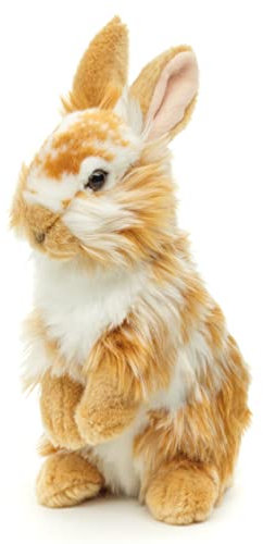 Uni-Toys - Löwenkopf-Kaninchen mit aufgestellten Ohren - stehend - Gold-weiß gescheckt - 23 cm (Höhe) - Plüsch-Hase - Plüschtier, Kuscheltier