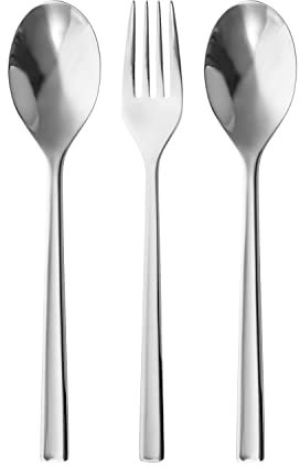 Robert Welch Blockley Bright 3 Piece Serving Set. Made from Stainless Steel. Dishwasher Safe.